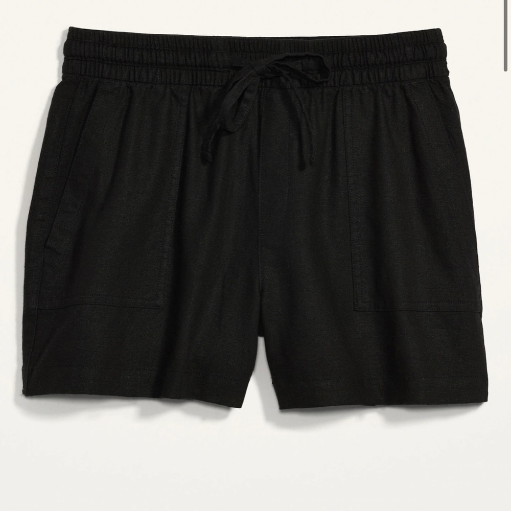 NWOT Old Navy High-Waisted Linen-Blend Tie-Front Utility Shorts 4” inseam